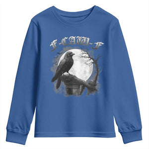 Black Crow F-Caw-F Youth Sweatshirt Funny Raven Moon Gothic Adult Humor TS10 Royal Blue Print Your Wear