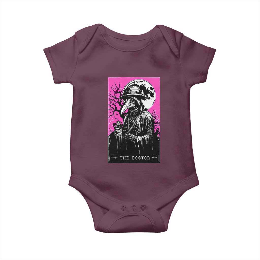 Plague Doctor Tarot Card Baby Onesie Mysterious Horror Death Occult Satanic TS10 Maroon Print Your Wear