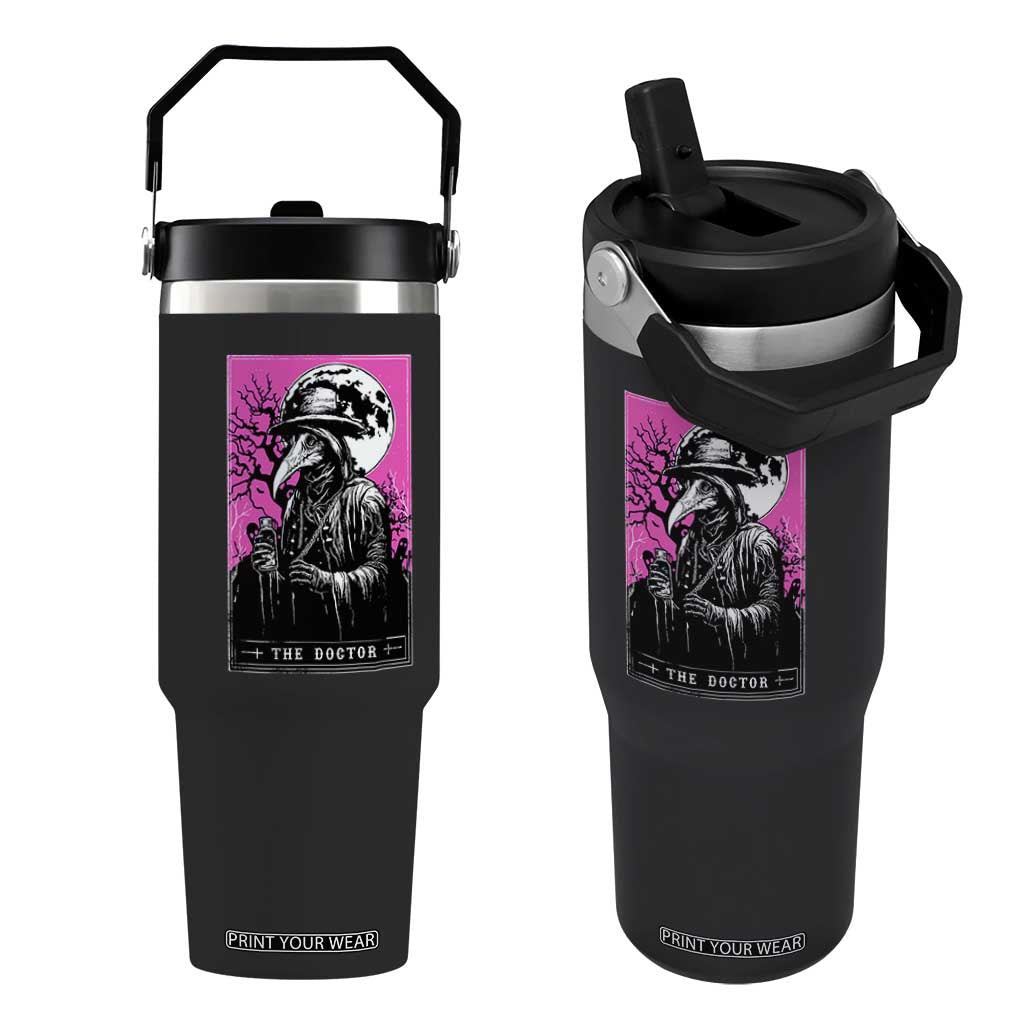 Plague Doctor Tarot Card Flip Straw Tumbler Mysterious Horror Death Occult Satanic TS10 One Size: 30 oz Black Print Your Wear