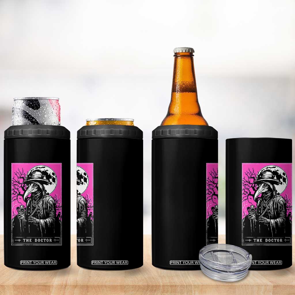 Plague Doctor Tarot Card 4 in 1 Can Cooler Tumbler Mysterious Horror Death Occult Satanic TS10 Print Your Wear