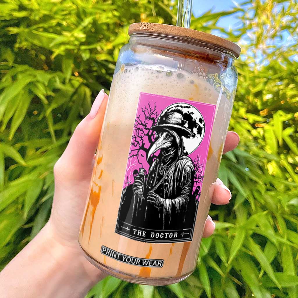 Plague Doctor Tarot Card Glass Can Mysterious Horror Death Occult Satanic TS10 Black Print Your Wear