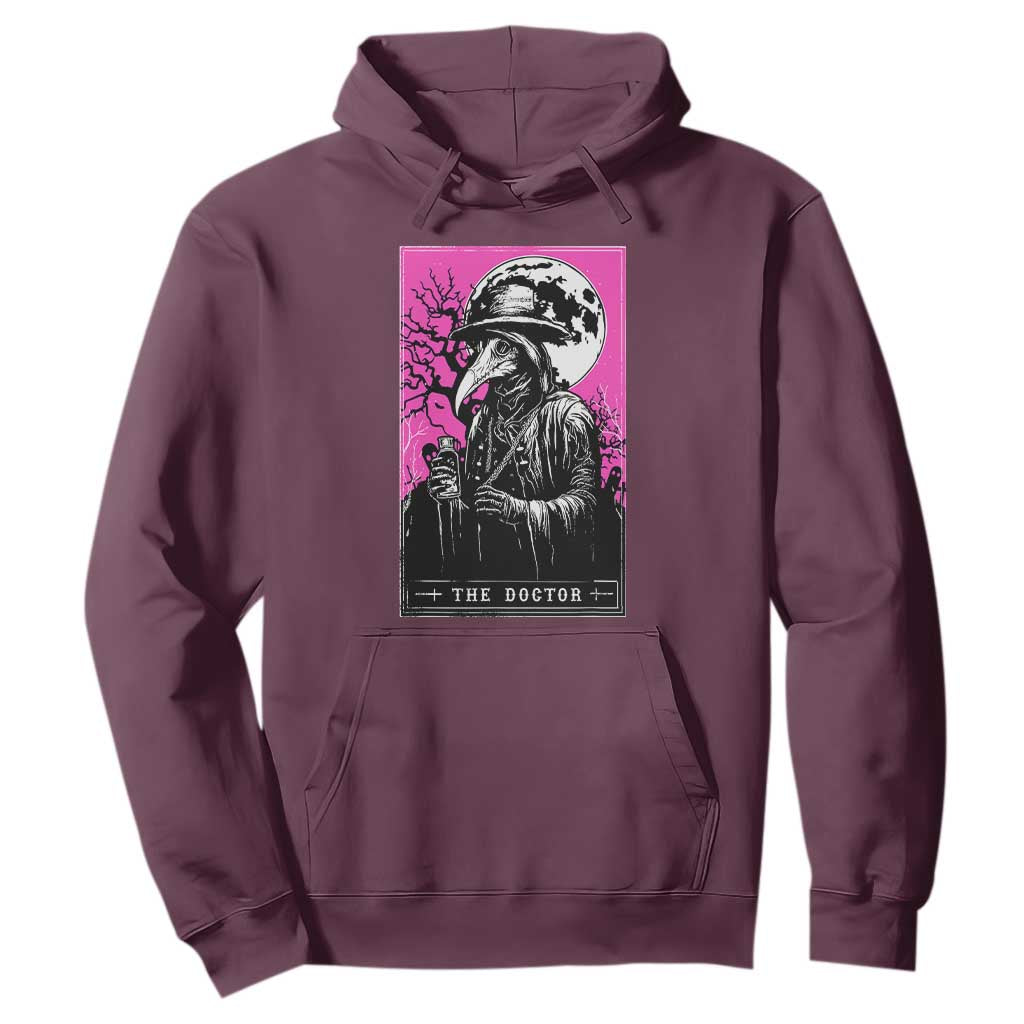 Plague Doctor Tarot Card Hoodie Mysterious Horror Death Occult Satanic TS10 Maroon Print Your Wear