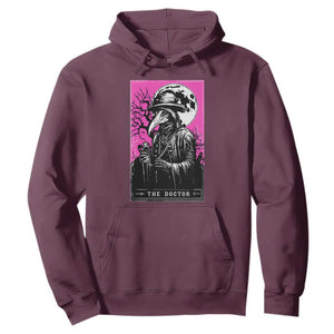 Plague Doctor Tarot Card Hoodie Mysterious Horror Death Occult Satanic TS10 Maroon Print Your Wear