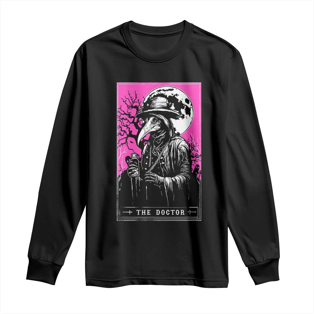Plague Doctor Tarot Card Long Sleeve Shirt Mysterious Horror Death Occult Satanic TS10 Black Print Your Wear