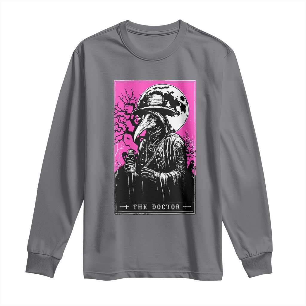 Plague Doctor Tarot Card Long Sleeve Shirt Mysterious Horror Death Occult Satanic TS10 Charcoal Print Your Wear