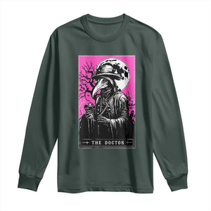 Plague Doctor Tarot Card Long Sleeve Shirt Mysterious Horror Death Occult Satanic TS10 Dark Forest Green Print Your Wear