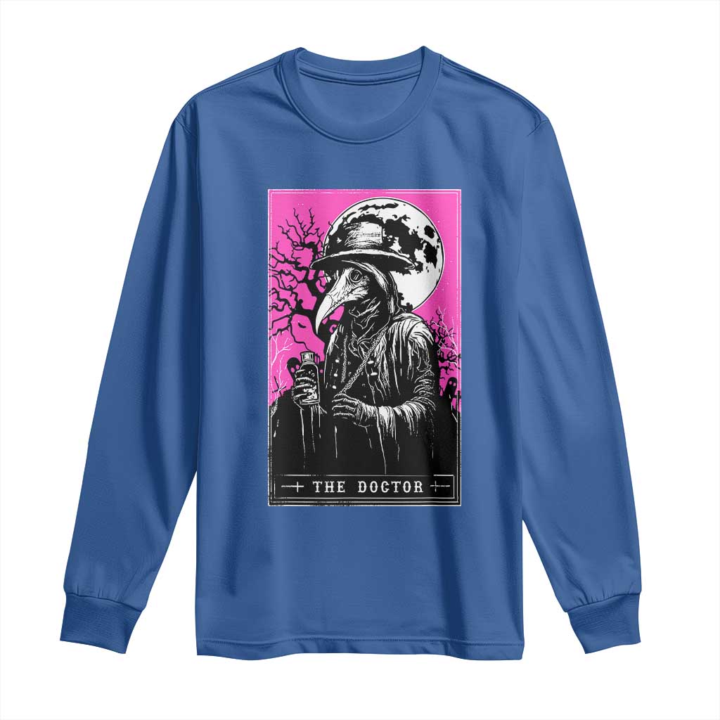 Plague Doctor Tarot Card Long Sleeve Shirt Mysterious Horror Death Occult Satanic TS10 Royal Blue Print Your Wear