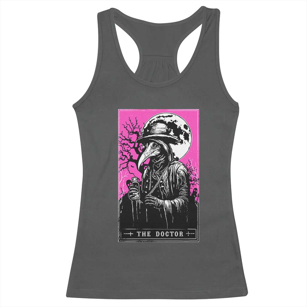 Plague Doctor Tarot Card Racerback Tank Top Mysterious Horror Death Occult Satanic TS10 Dark Heather Print Your Wear