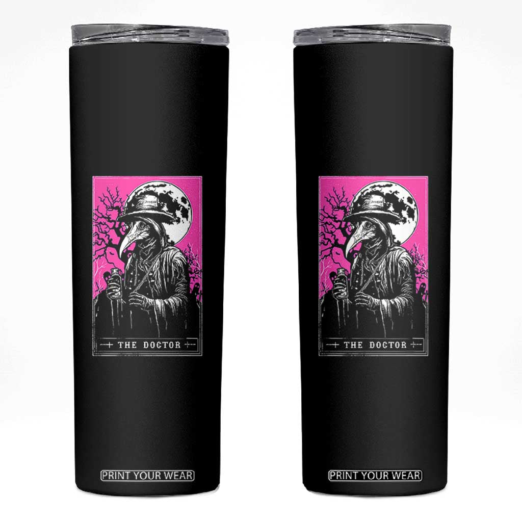 Plague Doctor Tarot Card Skinny Tumbler Mysterious Horror Death Occult Satanic TS10 Black Print Your Wear