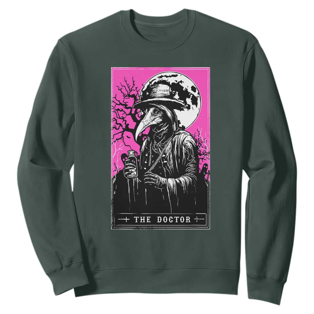 Plague Doctor Tarot Card Sweatshirt Mysterious Horror Death Occult Satanic TS10 Dark Forest Green Print Your Wear