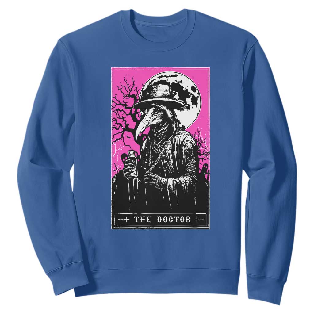 Plague Doctor Tarot Card Sweatshirt Mysterious Horror Death Occult Satanic TS10 Royal Blue Print Your Wear