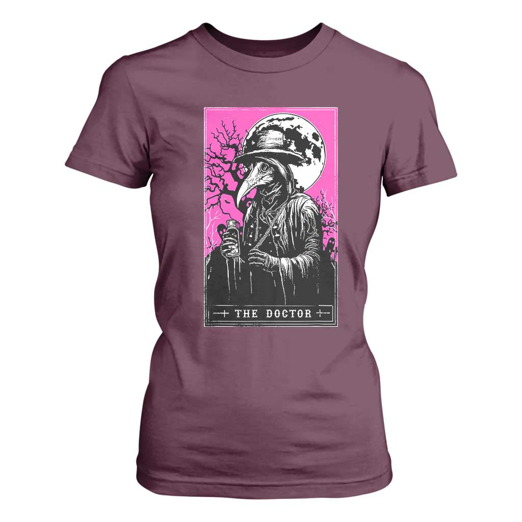Plague Doctor Tarot Card T Shirt For Women Mysterious Horror Death Occult Satanic TS10 Maroon Print Your Wear