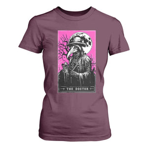 Plague Doctor Tarot Card T Shirt For Women Mysterious Horror Death Occult Satanic TS10 Maroon Print Your Wear