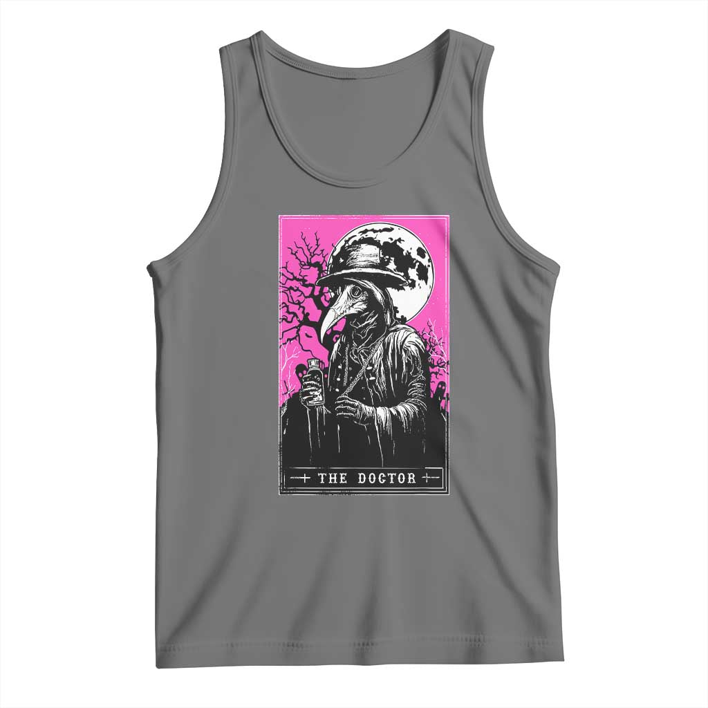 Plague Doctor Tarot Card Tank Top Mysterious Horror Death Occult Satanic TS10 Black Heather Print Your Wear