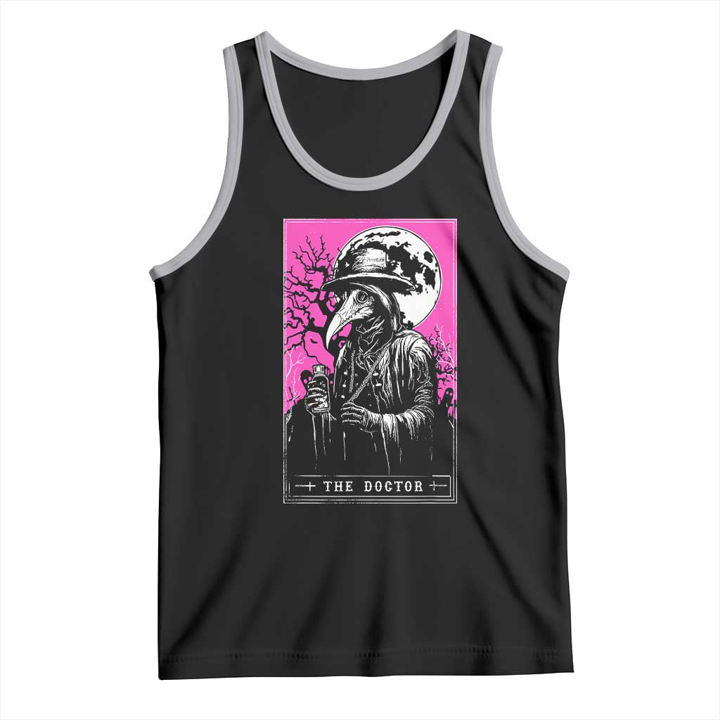 Plague Doctor Tarot Card Tank Top Mysterious Horror Death Occult Satanic TS10 Black Athletic Heather Print Your Wear