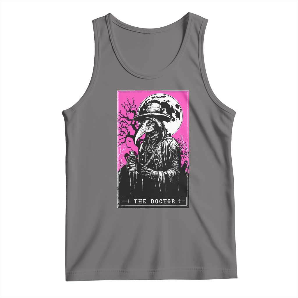 Plague Doctor Tarot Card Tank Top Mysterious Horror Death Occult Satanic TS10 Deep Heather Print Your Wear