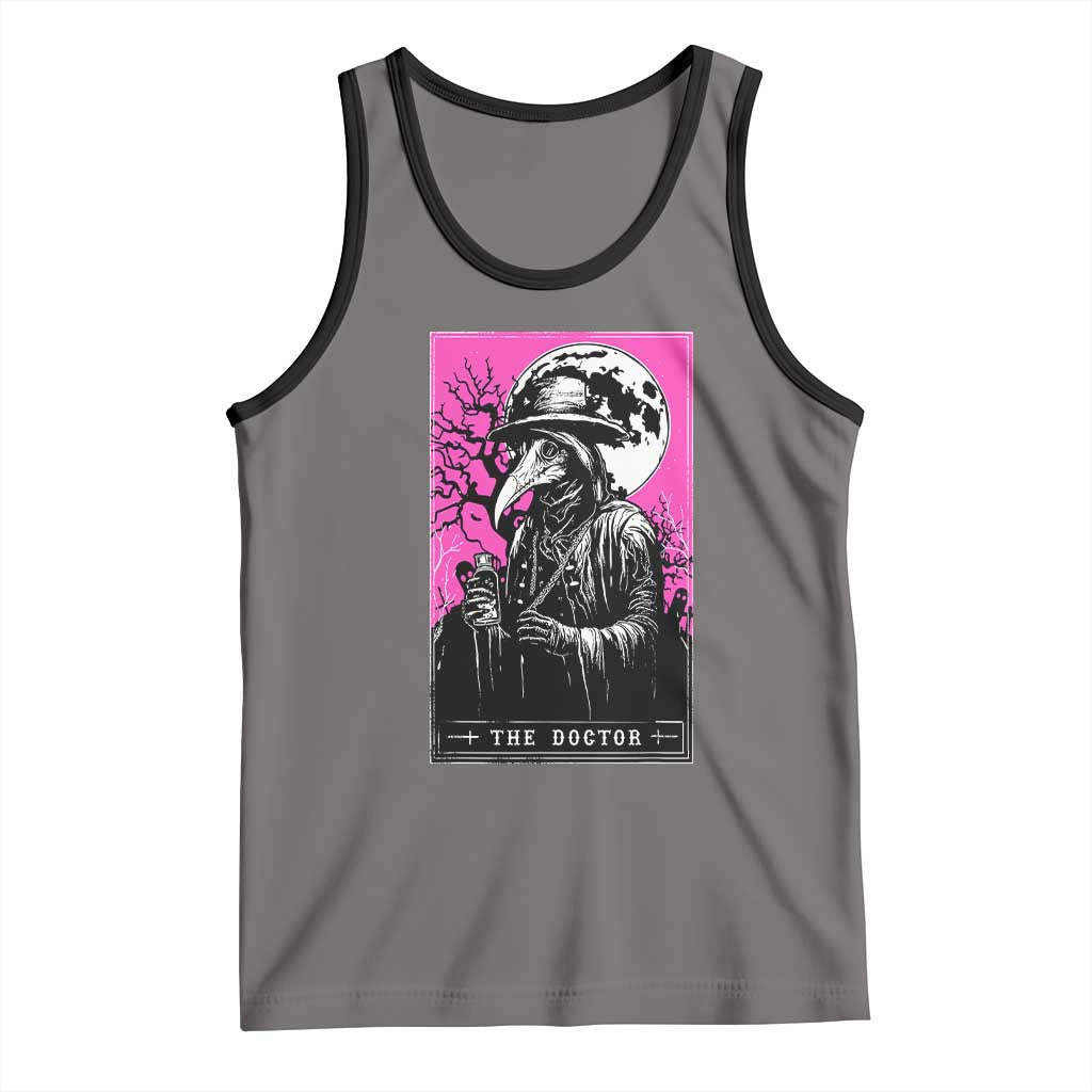 Plague Doctor Tarot Card Tank Top Mysterious Horror Death Occult Satanic TS10 Deep Heather Black Print Your Wear