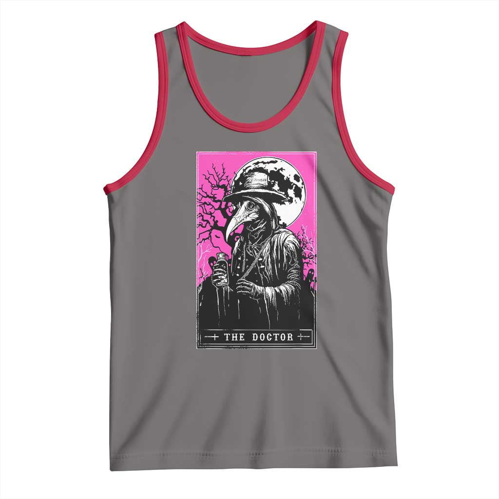 Plague Doctor Tarot Card Tank Top Mysterious Horror Death Occult Satanic TS10 Deep Heather Red Print Your Wear