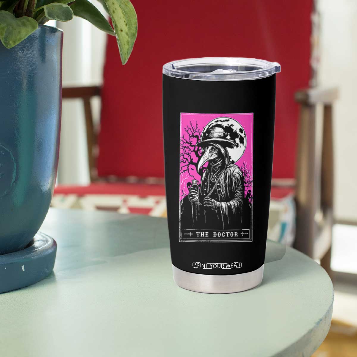 Plague Doctor Tarot Card Tumbler Cup Mysterious Horror Death Occult Satanic TS10 Print Your Wear