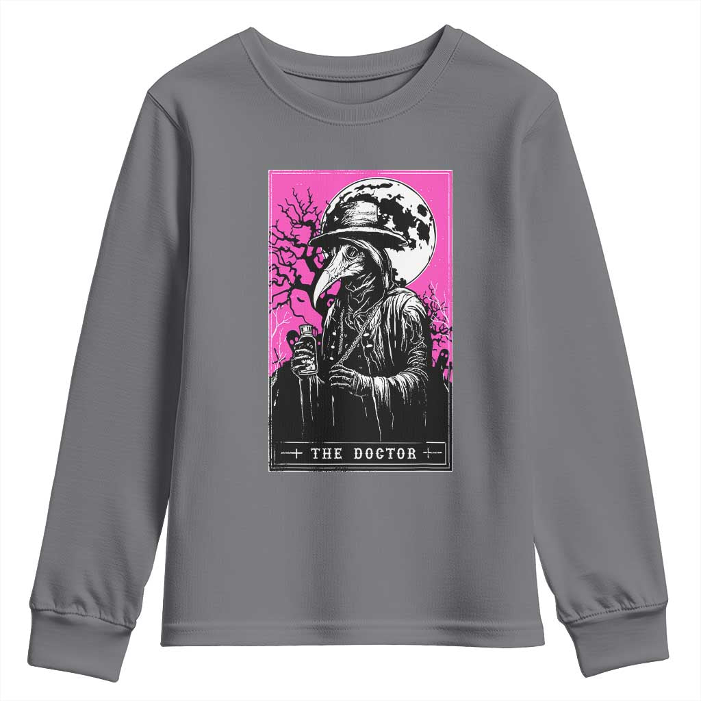 Plague Doctor Tarot Card Youth Sweatshirt Mysterious Horror Death Occult Satanic TS10 Charcoal Print Your Wear