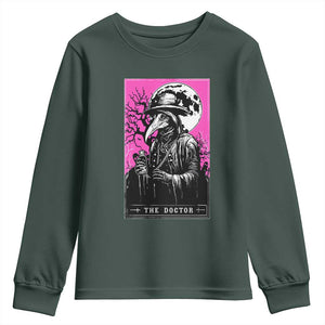 Plague Doctor Tarot Card Youth Sweatshirt Mysterious Horror Death Occult Satanic TS10 Dark Forest Green Print Your Wear