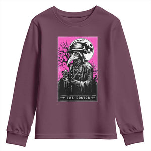 Plague Doctor Tarot Card Youth Sweatshirt Mysterious Horror Death Occult Satanic TS10 Maroon Print Your Wear