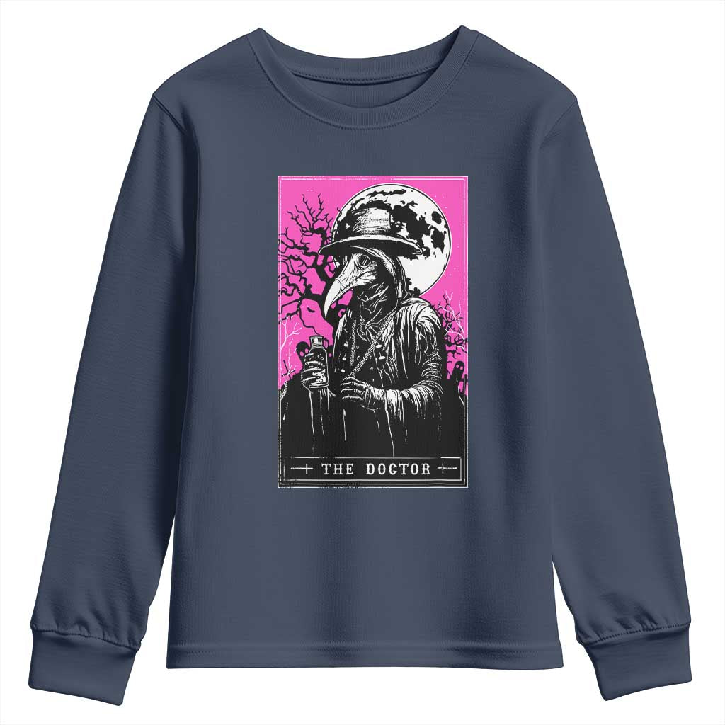 Plague Doctor Tarot Card Youth Sweatshirt Mysterious Horror Death Occult Satanic TS10 Navy Print Your Wear