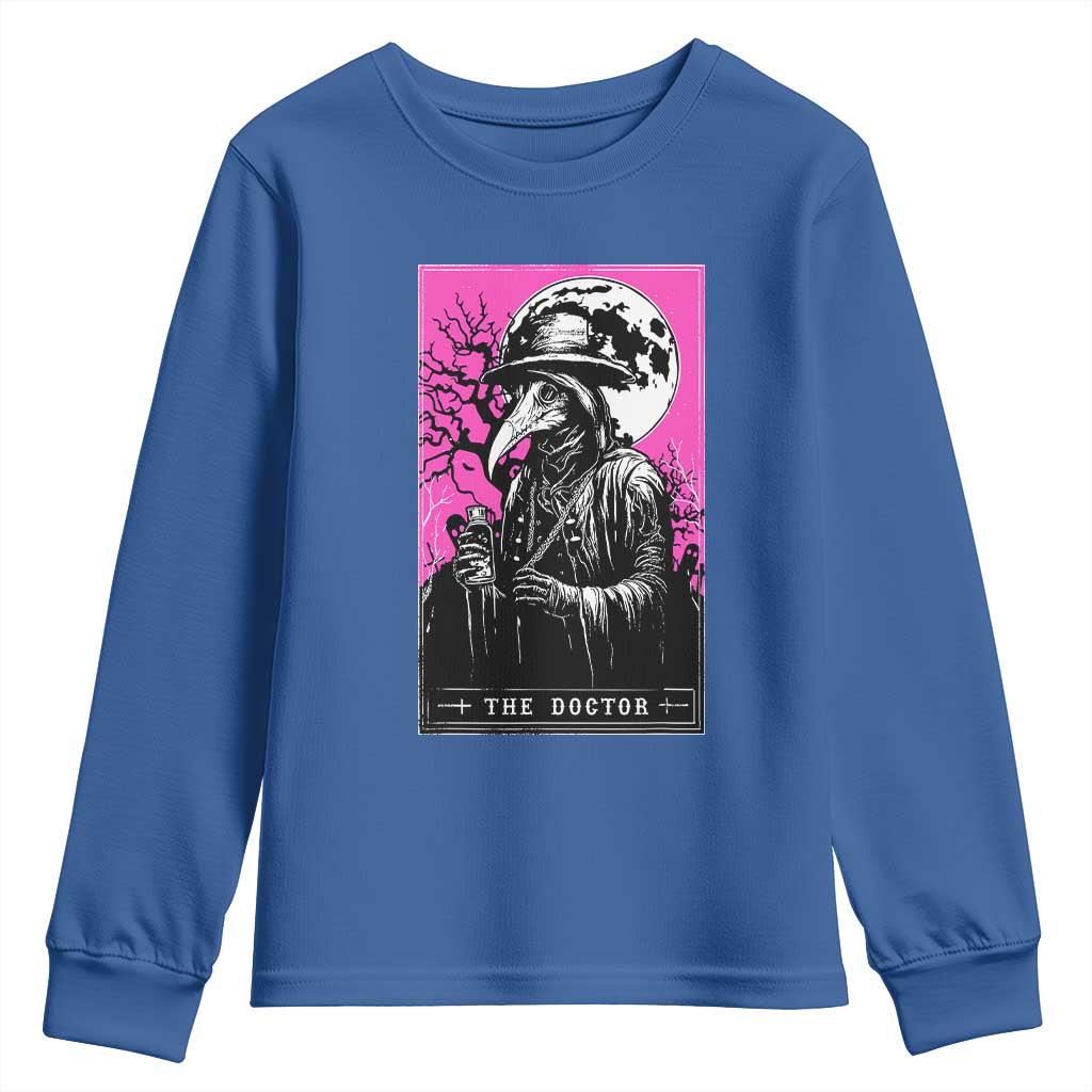 Plague Doctor Tarot Card Youth Sweatshirt Mysterious Horror Death Occult Satanic TS10 Royal Blue Print Your Wear