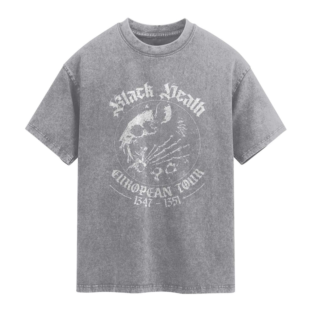 Plague Rat Washed Cotton T-Shirt Black Death European Tour Medieval History Goth