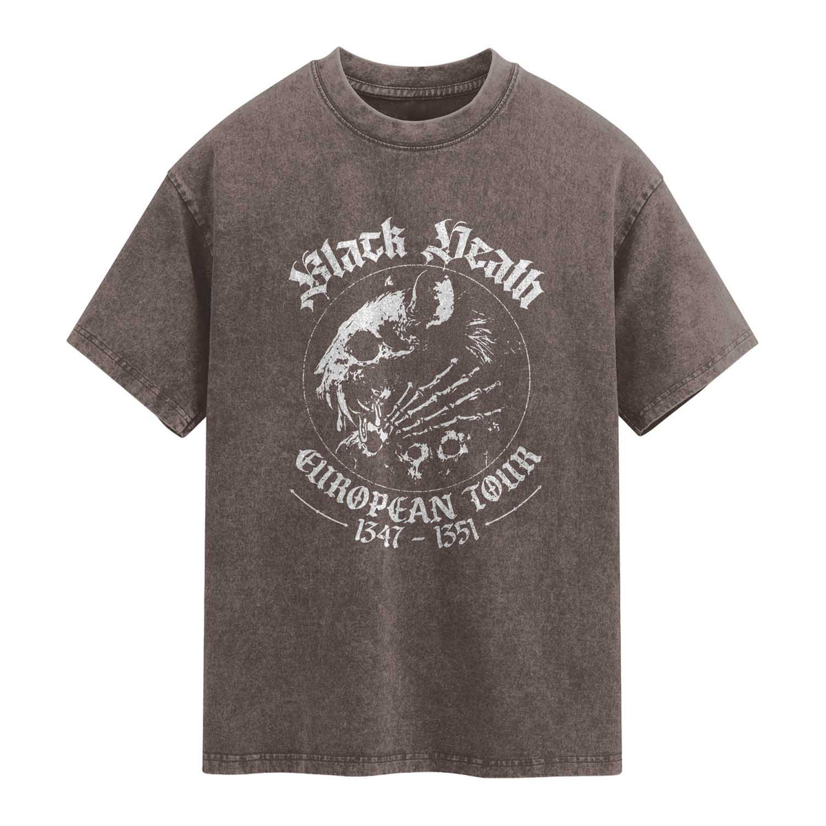 Plague Rat Washed Cotton T-Shirt Black Death European Tour Medieval History Goth