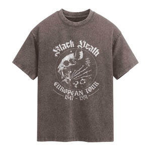 Plague Rat Washed Cotton T-Shirt Black Death European Tour Medieval History Goth