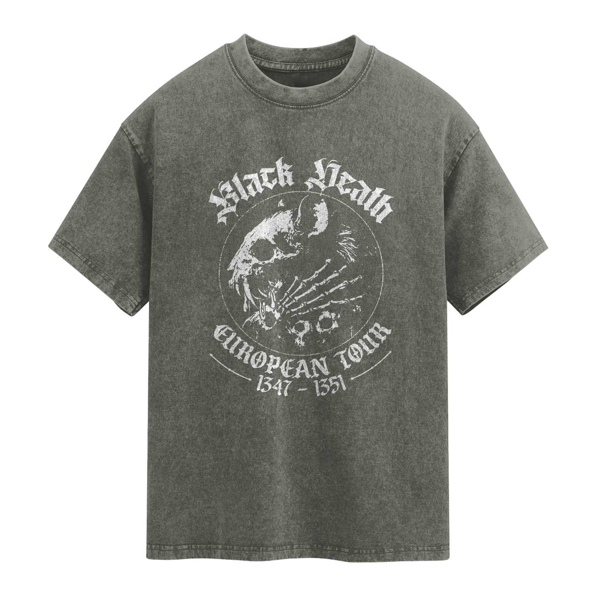 Plague Rat Washed Cotton T-Shirt Black Death European Tour Medieval History Goth
