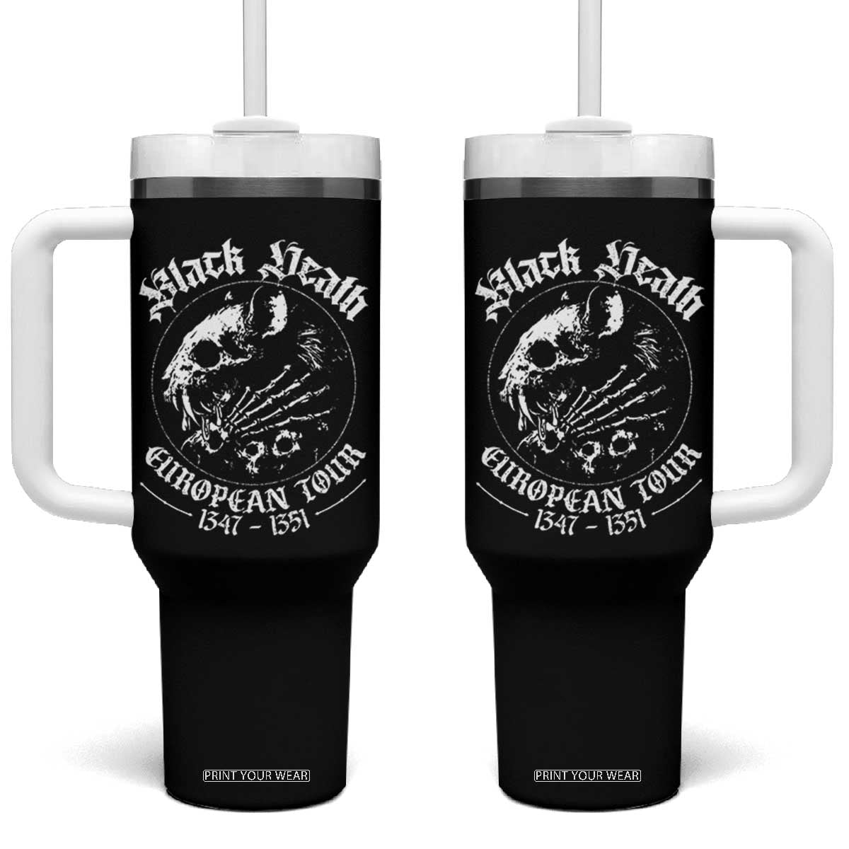 Plague Rat Tumbler With Handle Black Death European Tour Medieval History Goth TS10 One Size: 40 oz Black Print Your Wear