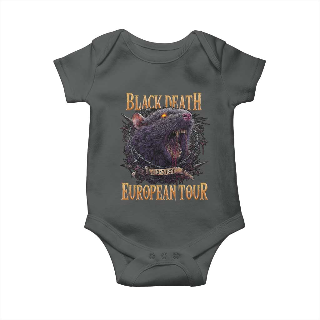 Black Death European Tour Baby Onesie Plague Rat Medieval History Alternative Art TS10 Dark Heather Print Your Wear
