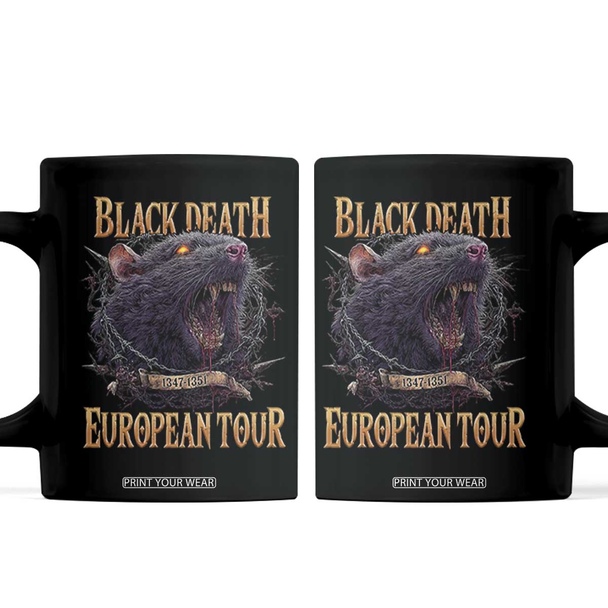 Black Death European Tour Coffee Mug Plague Rat Medieval History Alternative Art TS10 Black Print Your Wear