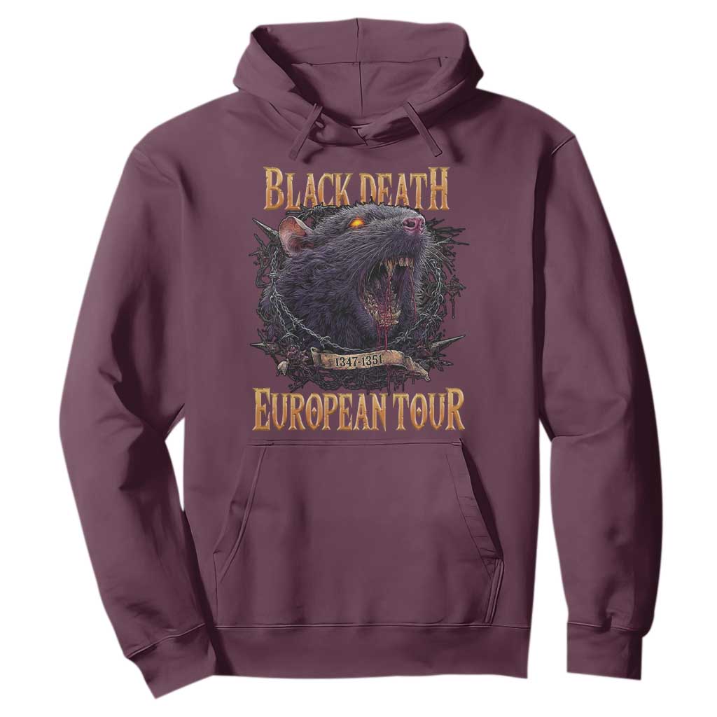 Black Death European Tour Hoodie Plague Rat Medieval History Alternative Art TS10 Maroon Print Your Wear