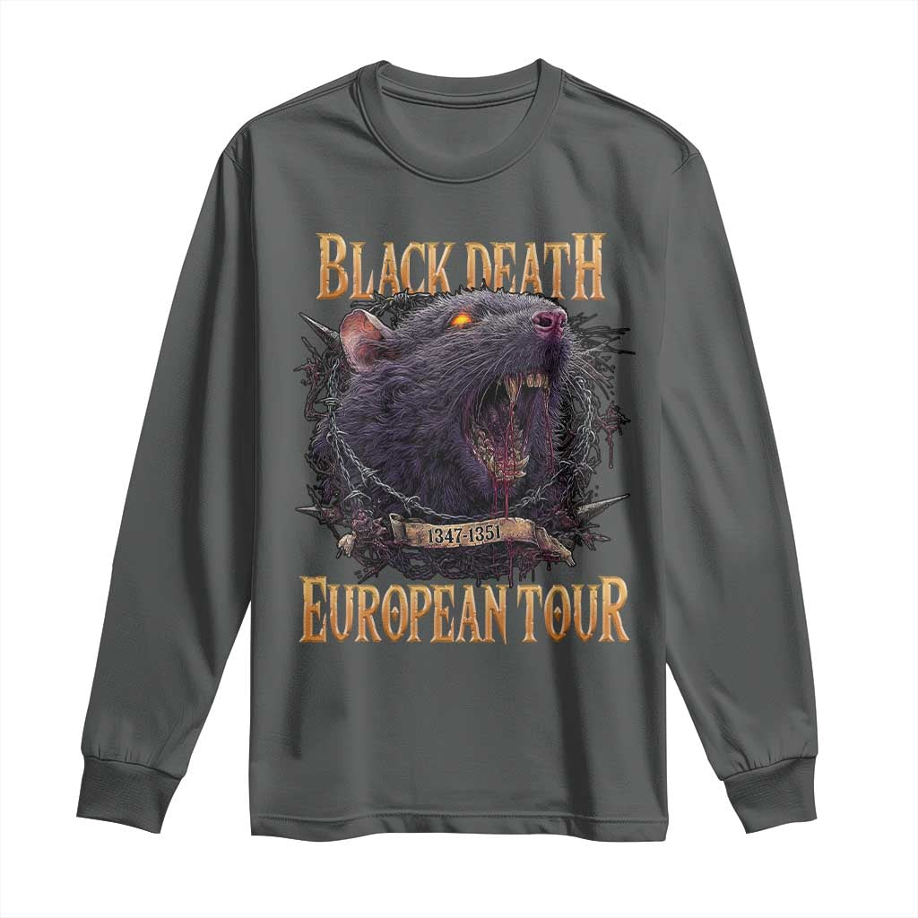 Black Death European Tour Long Sleeve Shirt Plague Rat Medieval History Alternative Art TS10 Dark Heather Print Your Wear