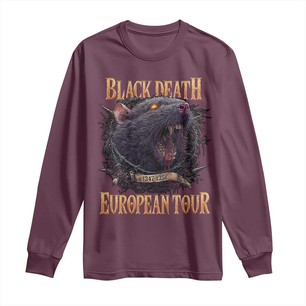Black Death European Tour Long Sleeve Shirt Plague Rat Medieval History Alternative Art TS10 Maroon Print Your Wear