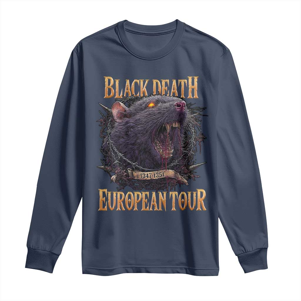 Black Death European Tour Long Sleeve Shirt Plague Rat Medieval History Alternative Art TS10 Navy Print Your Wear