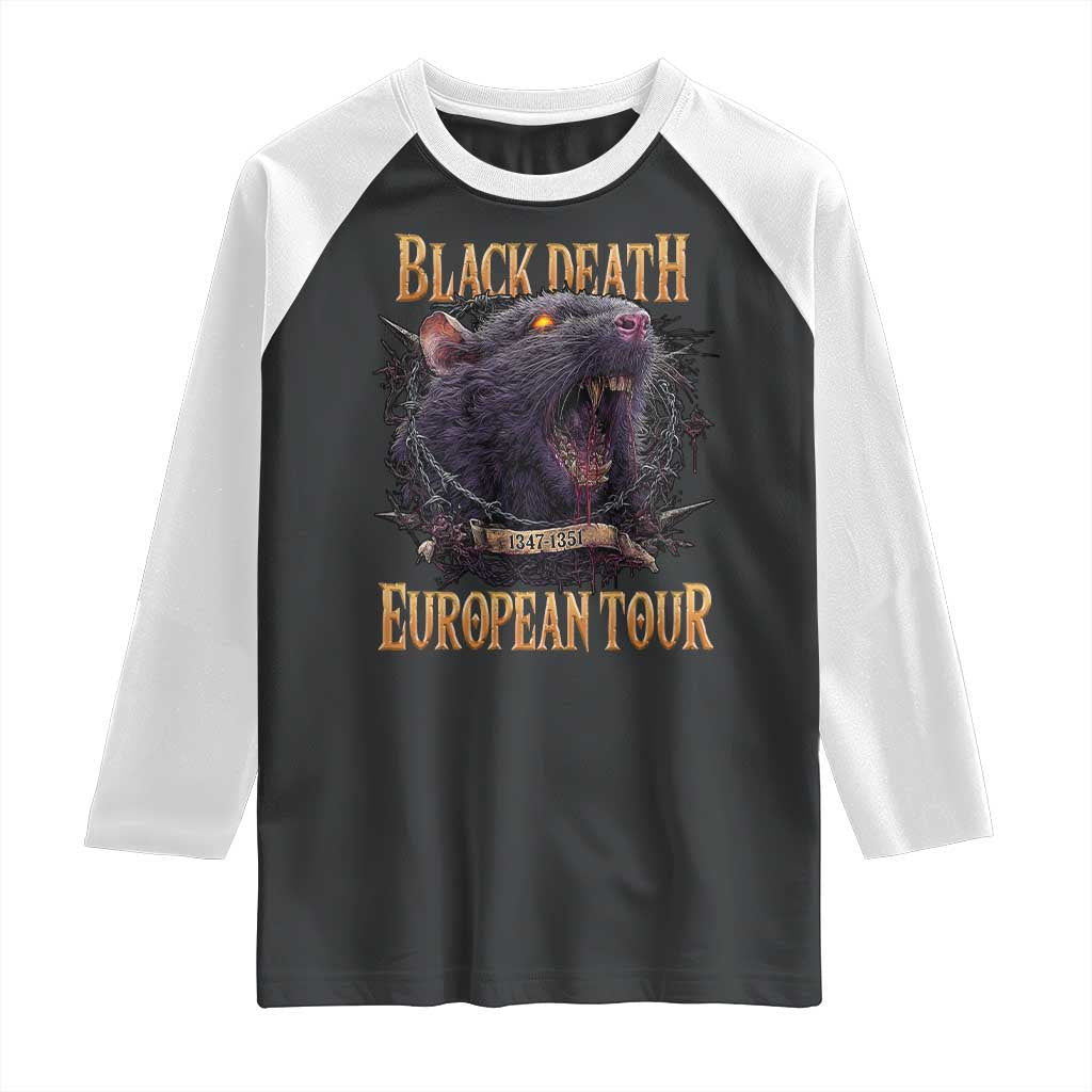 Black Death European Tour Raglan Shirt Plague Rat Medieval History Alternative Art TS10 Black White Print Your Wear