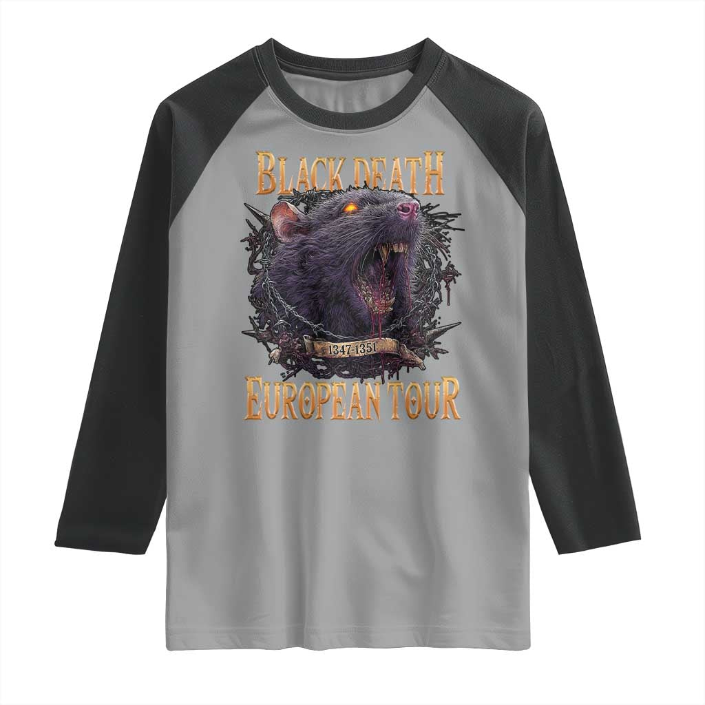 Black Death European Tour Raglan Shirt Plague Rat Medieval History Alternative Art TS10 Sport Gray Black Print Your Wear