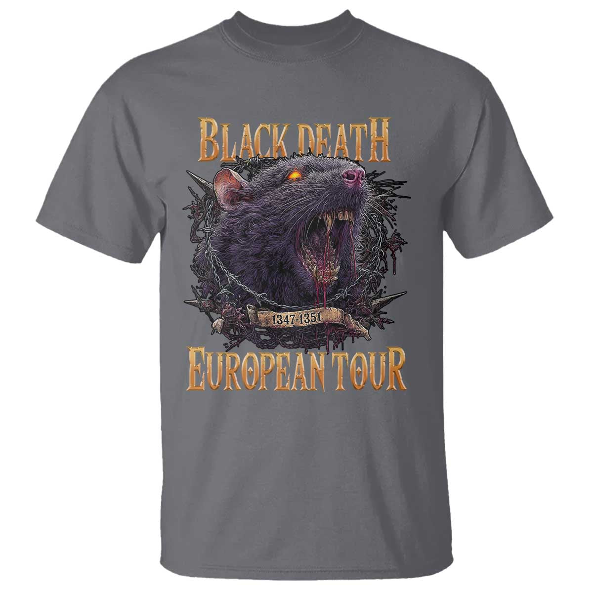 Black Death European Tour T Shirt Plague Rat Medieval History Alternative Art TS10 Charcoal Print Your Wear