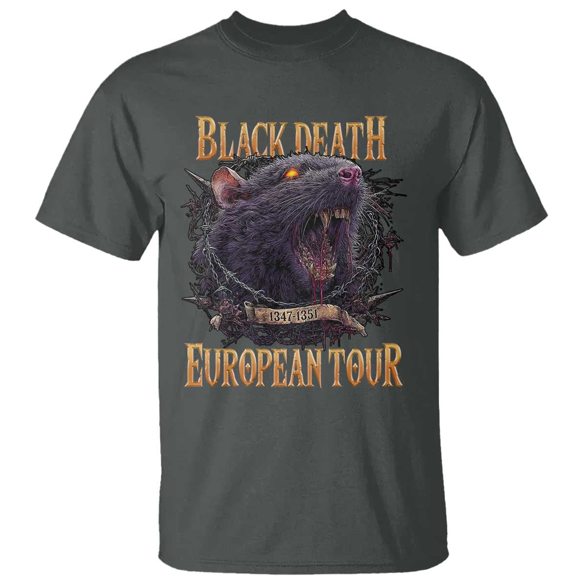 Black Death European Tour T Shirt Plague Rat Medieval History Alternative Art TS10 Dark Heather Print Your Wear
