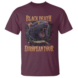 Black Death European Tour T Shirt Plague Rat Medieval History Alternative Art TS10 Maroon Print Your Wear