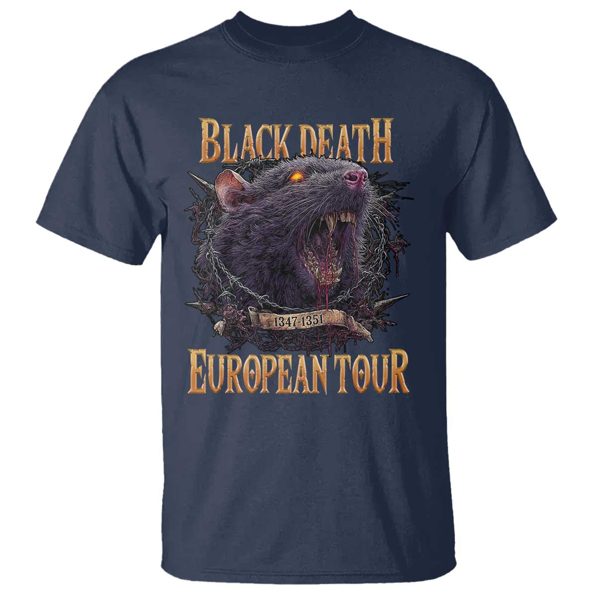 Black Death European Tour T Shirt Plague Rat Medieval History Alternative Art TS10 Navy Print Your Wear