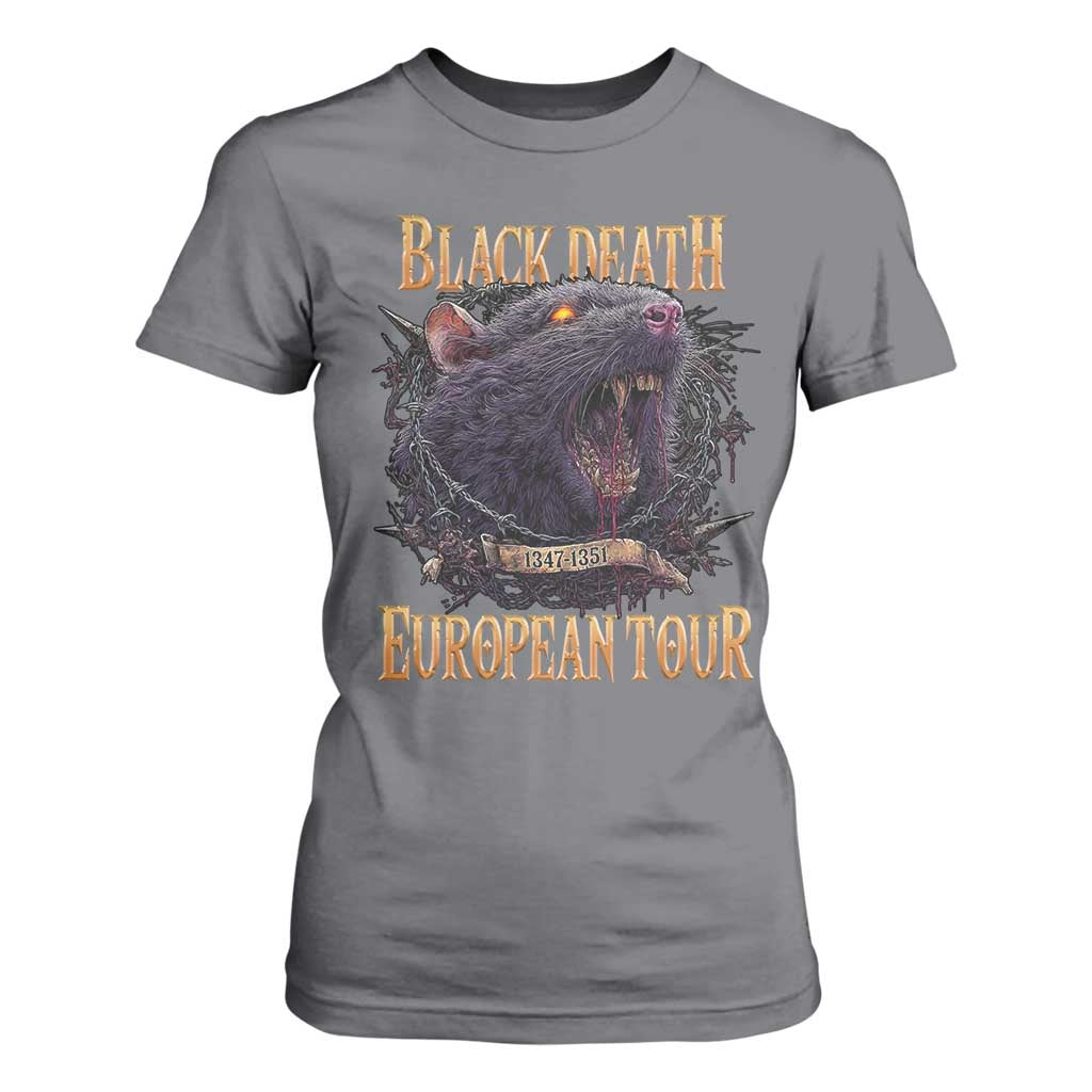 Black Death European Tour T Shirt For Women Plague Rat Medieval History Alternative Art TS10 Charcoal Print Your Wear