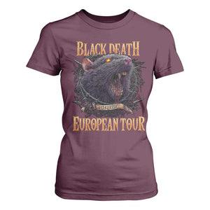 Black Death European Tour T Shirt For Women Plague Rat Medieval History Alternative Art TS10 Maroon Print Your Wear