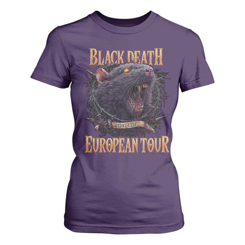 Black Death European Tour T Shirt For Women Plague Rat Medieval History Alternative Art TS10 Purple Print Your Wear