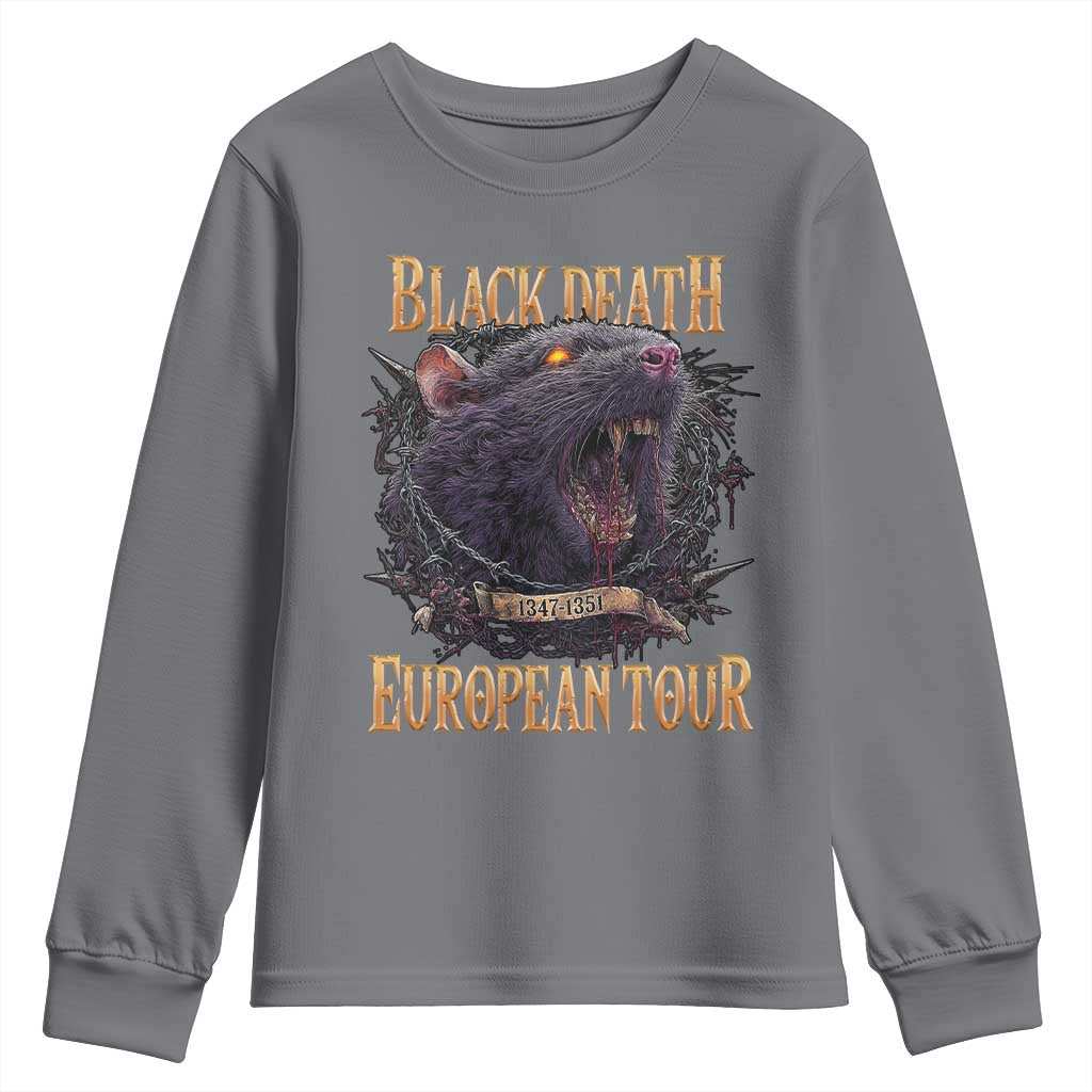 Black Death European Tour Youth Sweatshirt Plague Rat Medieval History Alternative Art TS10 Charcoal Print Your Wear
