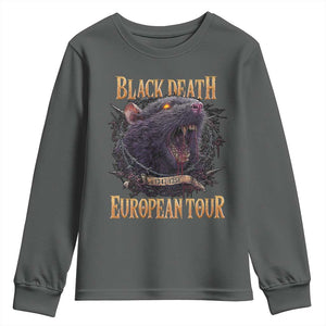 Black Death European Tour Youth Sweatshirt Plague Rat Medieval History Alternative Art TS10 Dark Heather Print Your Wear